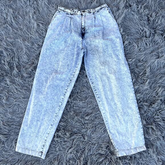 VTG 80s Levi's Sportswear Acid Wash Pleated Hi Rise Tapered Denim Jeans Plus 16 - Picture 3 of 16